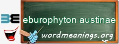 WordMeaning blackboard for eburophyton austinae
